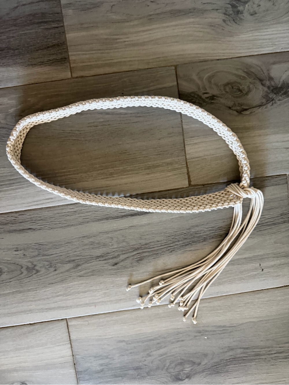 Target Cream Braided Tie Belt with Tassel Ends